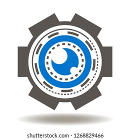 Eye Cyber Gear Ai Icon Vector.  Big Brother Illustration. Artificial Intelligence Surveillance Logo.