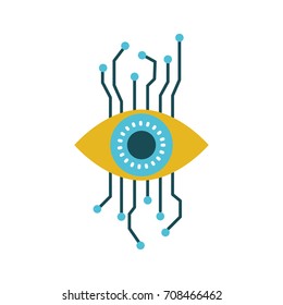 eye cyber security colorful silhouette on white background vector illustration