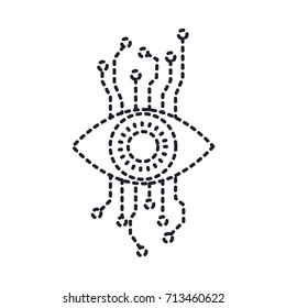 eye cyber security icon in dotted silhouette vector illustration