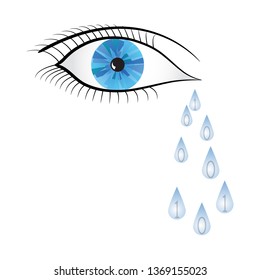 The eye of the cyborg. Tears with numbers (zero, one). Vector illustration.