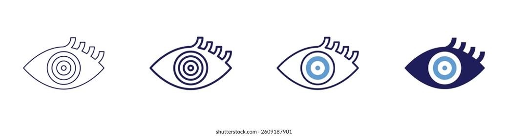 Eye daily exercises icon in 4 different styles. Thin Line, Line, Bold Line, Duotone. Duotone style. Editable stroke.