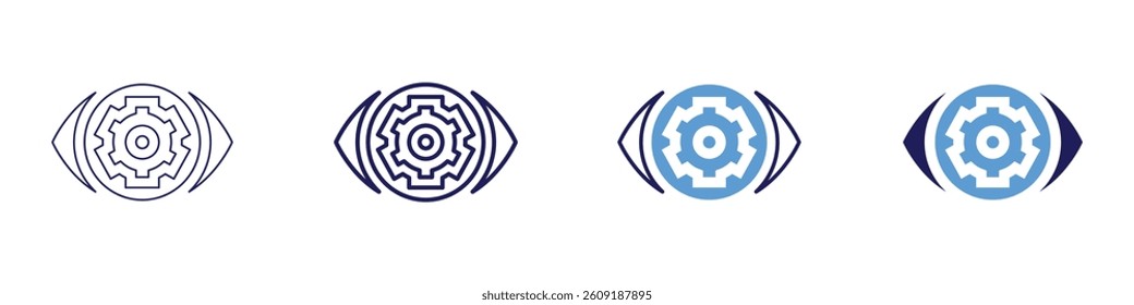 Eye dark adaptation speed icon in 4 different styles. Thin Line, Line, Bold Line, Duotone. Duotone style. Editable stroke.