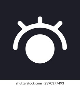 Eye dark mode glyph ui icon. Views amount. Seen message. Messenger. User interface design. White silhouette symbol on black space. Solid pictogram for web, mobile. Vector isolated illustration