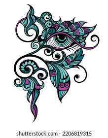 Eye. Decorative ornamental branch with eye