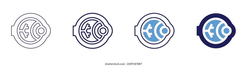 Eye depth focus icon in 4 different styles. Thin Line, Line, Bold Line, Duotone. Duotone style. Editable stroke.