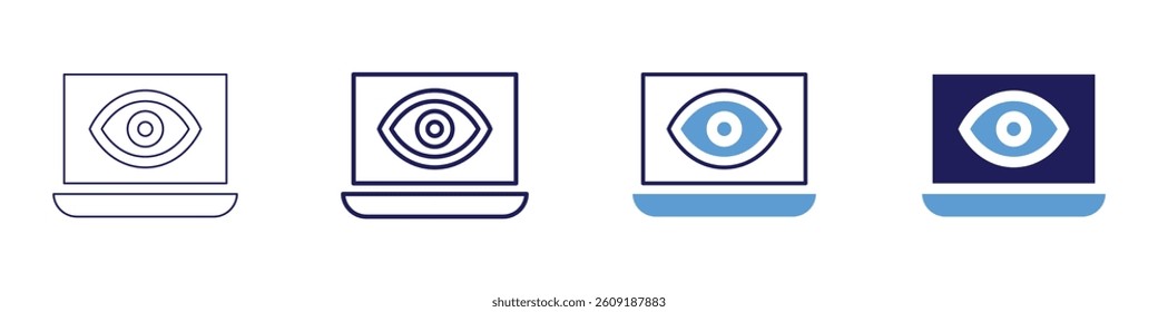 Eye depth perception test icon in 4 different styles. Thin Line, Line, Bold Line, Duotone. Duotone style. Editable stroke.