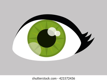 Eye design. Cartoon icon. White background, vector silhouette style