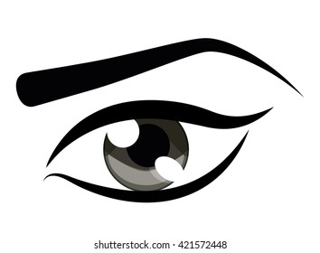 Eye design. Cartoon icon. White background, vector silhouette style