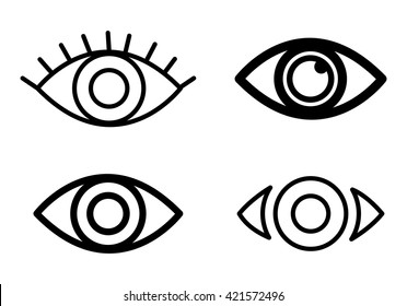 Eye design. Cartoon icon. White background, vector silhouette style