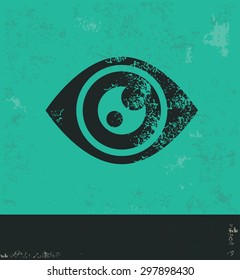 Eye design on green background,grunge vector