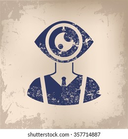 
Eye design on old paper background,vector