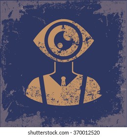 
Eye design on old paper background,vector