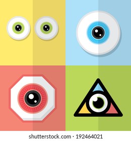 Eye design vector illustration. Flat style, Logo template design