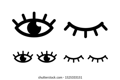 Eye designs on white background. Eyes and eyelashes icon . Vector illustration