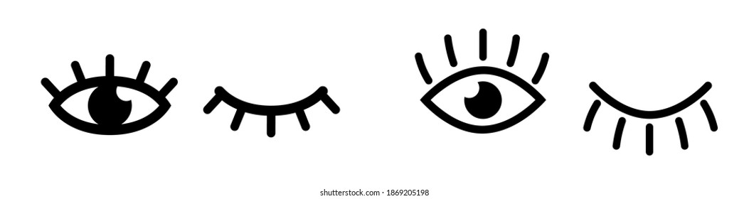 Eye Designs On White Background. Eyes And Eyelashes Icon . Vector Illustration