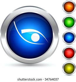 Eye detailed button. Vector illustration.
