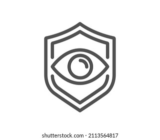 Eye detect line icon. Retina scan sign. Biometric data symbol. Quality design element. Linear style eye detect icon. Editable stroke. Vector