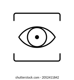 eye detection iris scan line icon vector design, editable stroke line icon