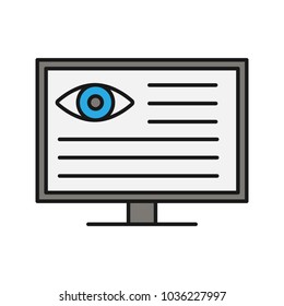 Eye diagnostic computer color icon. Vision examination. Isolated vector illustration