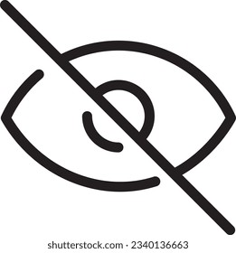 Icono de esquema de texto de desactivación de ojos