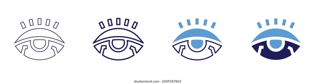 Eye discomfort icon in 4 different styles. Thin Line, Line, Bold Line, Duotone. Duotone style. Editable stroke.