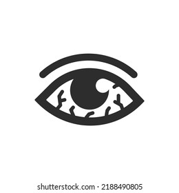 Eye Disease Icon. Vascularity In The Eye, Red Eyes. Black And White Symbol. Vector Illustration