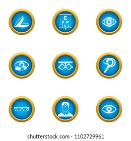 Eye disease icons set. Flat set of 9 eye disease vector icons for web isolated on white background