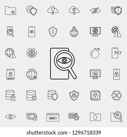 eye in document icon. Virus Antivirus icons universal set for web and mobile