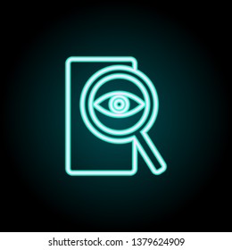 eye in document neon icon. Elements of Virus, antivirus set. Simple icon for websites, web design, mobile app, info graphics