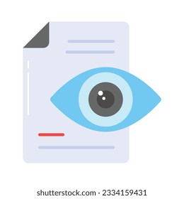 An eye with document showing concept icon of document monitoring in trendy style