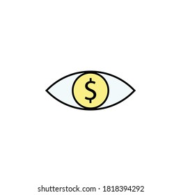 eye, dollar icon. Element of finance illustration. Signs and symbols icon can be used for web, logo, mobile app, UI, UX