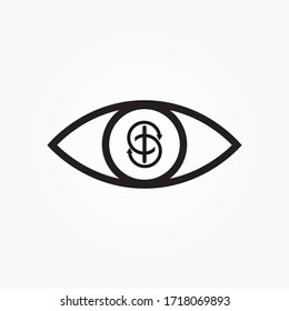 Eye with a dollar icon vector illustration.