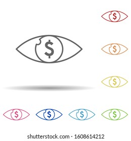 Eye, dollar in multi color style icon. Simple thin line, outline vector of business icons for ui and ux, website or mobile application