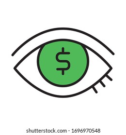 eye with dollar symbol line and fill style vector illustration design