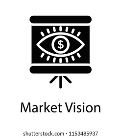 
An eye with the dollar symbol on a chart with the upward arrow, markt vision concept 
