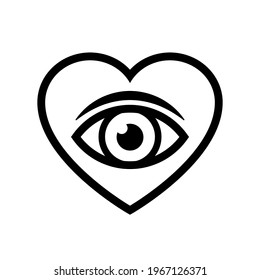 Eye donation concept. Clipart image isolated on white background. Eye in heart outline.