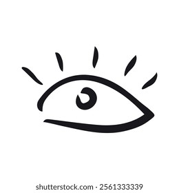 Eye Doodle Icon, line hand drawn sight vision symbol vector design. Great for mobile app, web design, game, etc