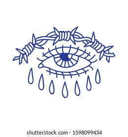 eye doodle icon, traditional tattoo illustration