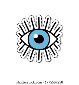 eye doodle icon, vector sticker illustration
