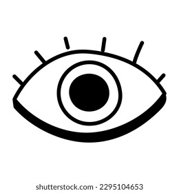 Un ojo en ícono de doodle, visión, visión 