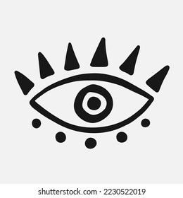 Eye doodle logo design element. Hand drawn logotype icon. Aztec ethnic style Evil eyes contemporary minimal vector illustration