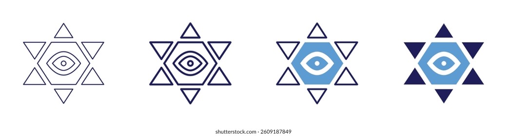 Eye double perception icon in 4 different styles. Thin Line, Line, Bold Line, Duotone. Duotone style. Editable stroke.