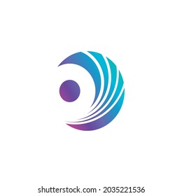 Eye drawing in round shape. Vector symbol