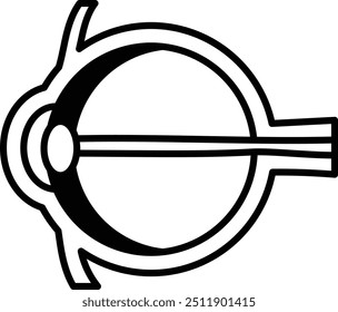 The eye is drawn in a cartoon style with a black and white color scheme. The eye is surrounded by a white background