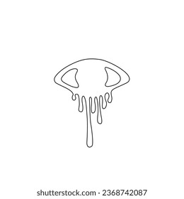 Eye with dripping tears abstract icon, continuous line drawing, logo for studio eyelash, small tattoo, print for clothes and logo design, emblem, logo design, isolated vector illustration.