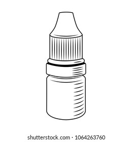 Eye Drop Bottle. Medical bottle for eyes. Vector illustration. Medicament badge.
