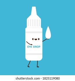 Eye drop character vector. eye drop vector on blue background.