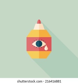 Eye Drop flat icon with long shadow