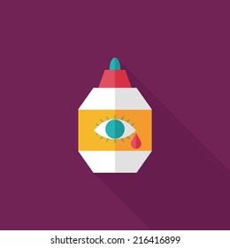 Eye Drop flat icon with long shadow