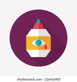 Eye Drop flat icon with long shadow